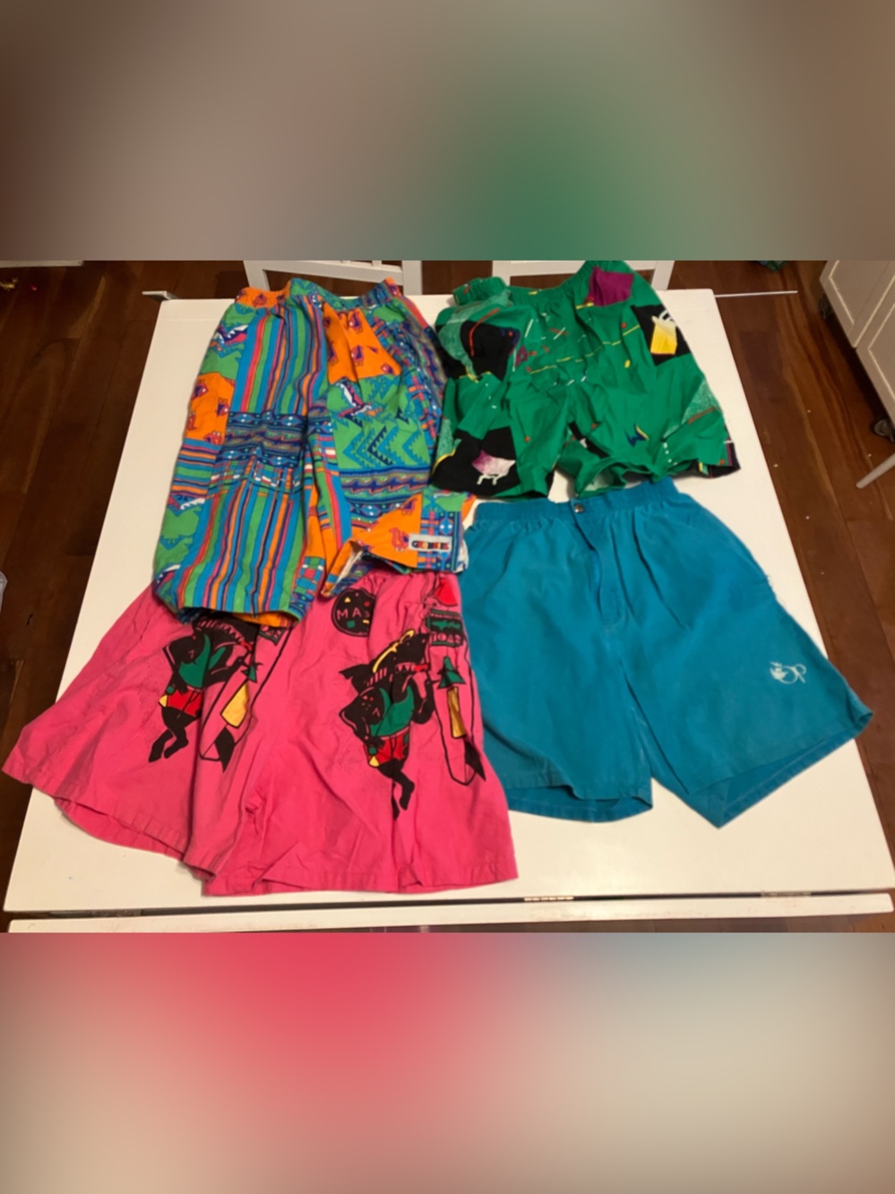Vintage Bright Mixed Swim Shorts & Boardshorts - Pink, Teal, Multi 1980s